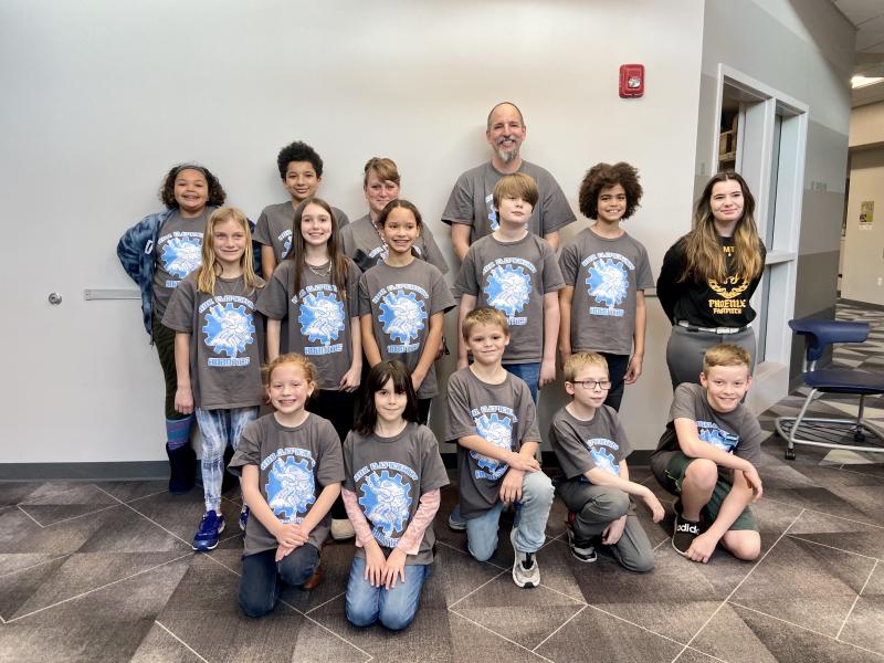 Milton school robotics team members include in back (l-r) Aliyah Harmon, Geremiah Curtis, advisor Cathy Ward and advisor Mark Morey. In the middle are Avery Harp, Eva Taylor, Sophia Winkfield, Owen Morris, Mason Fountain and Ava Webb. In front are Amelia Kennedy, Ashlyn Berlinger, Jace Weatherspoon, Matthew Foreman and Ethan Schirmer. ELLEN DRISCOLL PHOTOS